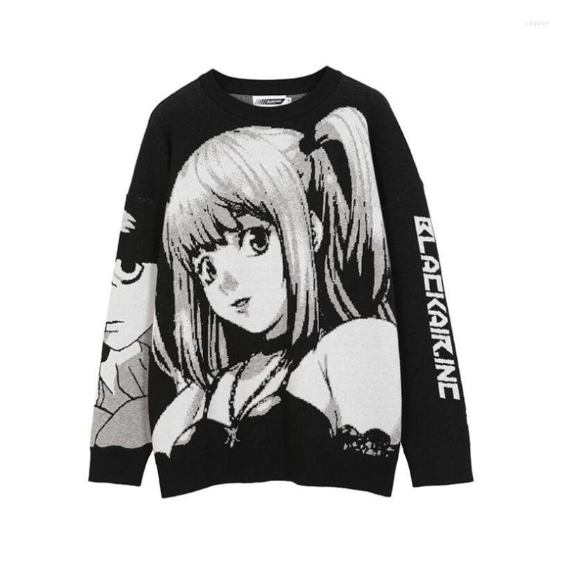 

Men's Sweaters Mens Hip Hop Streetwear Harajuku Sweater Vintage Retro Japanese Anime Girl Knitted 2022 Autumn Pullover W1550, Black