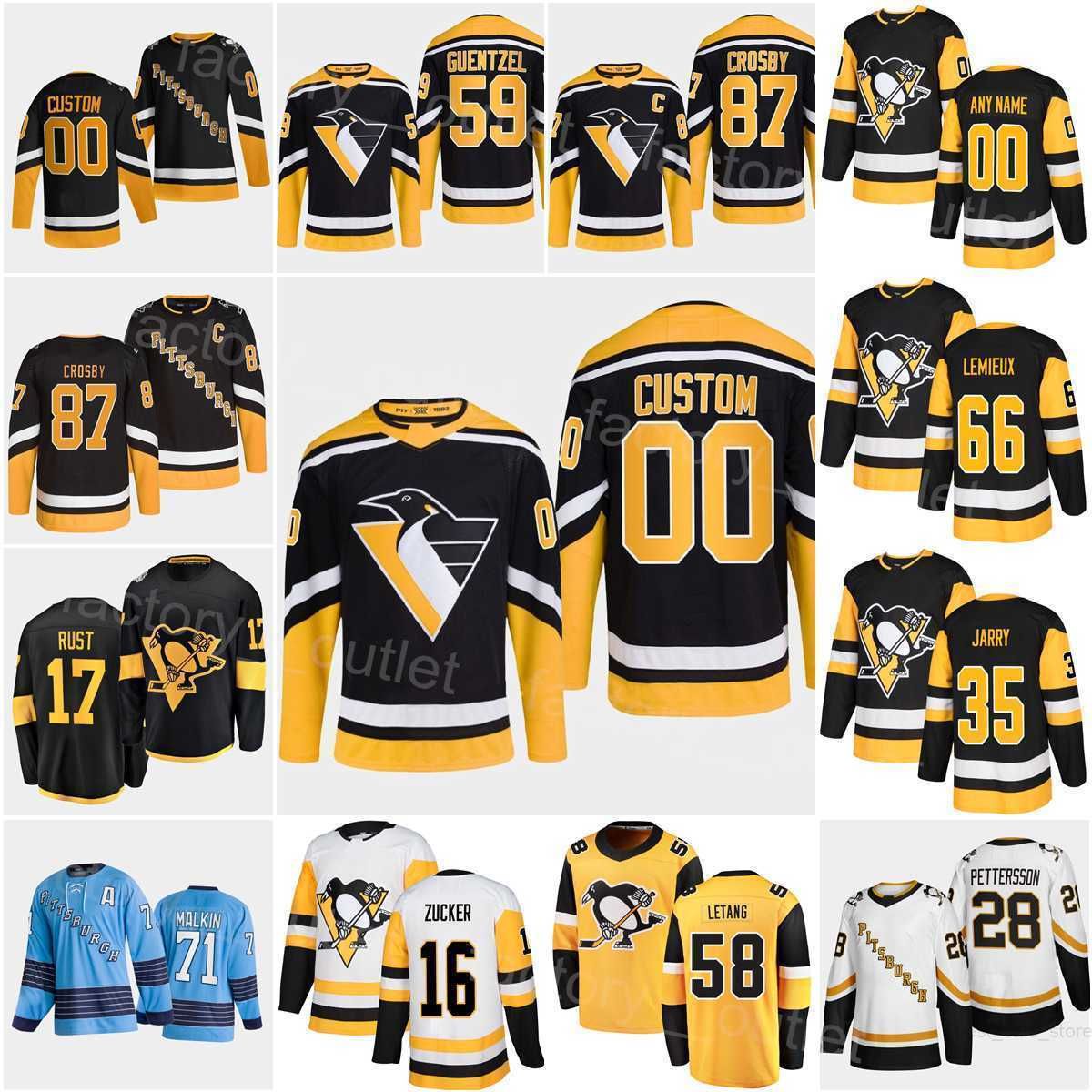 

CUSTOM 2022 Pittsburgh Hockey Penguins Kris Letang Jersey Bryan Rust Jake Guentzel Evgeni Malkin Sidney Crosby Tristan Jarry Teddy stitched, Black