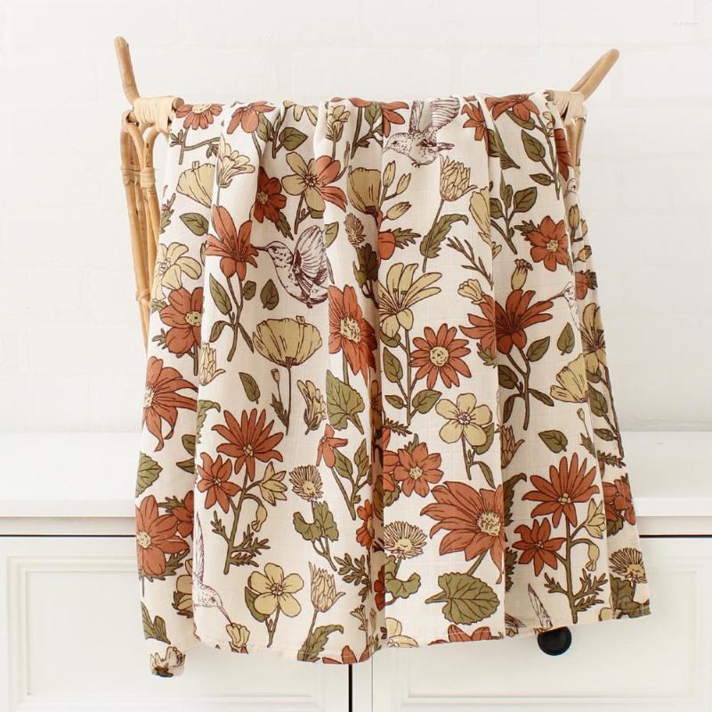 

Blankets Baby Muslin Swaddle Blanket Born Receiving Bamboo Cotton Feather Burp Cloths, Orange