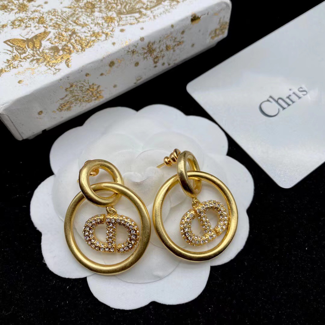 

Luxury letter-full diamond hoop s925 stud Hoop Designer earrings