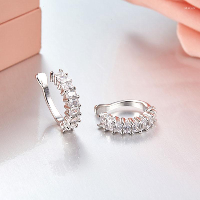 

Backs Earrings SLJELY 925 Sterling Silver Square Zircon Ear Cuff No Hole Bone Clip For Women Luxury Jewelry Croisette Collection