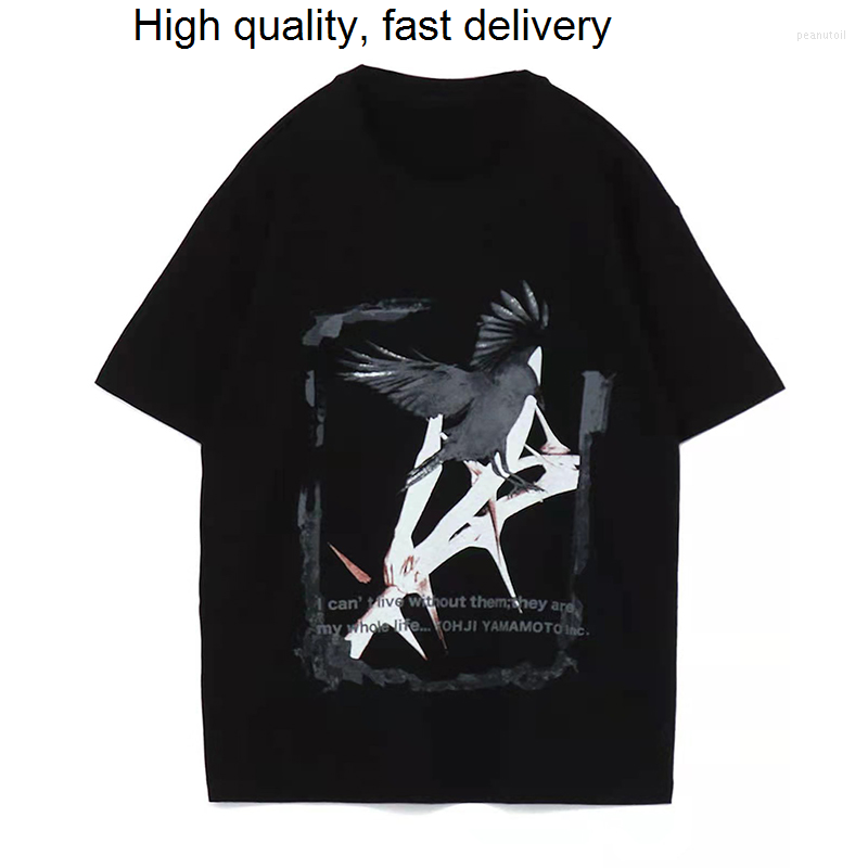 

Men' T Shirts Yamamoto Rose Yohji Thorn Black Dove Printing Short Sleeve T-shirt For Men Wome