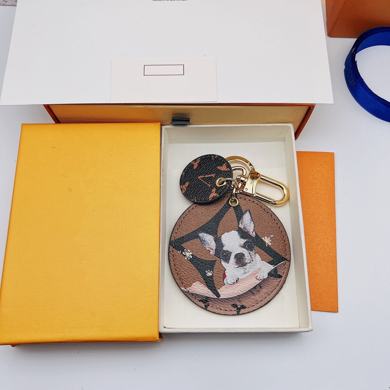 

With BOX Luxury keychains designer unisex key chain real leather with stainless steel keychain for women men bag car keyrings