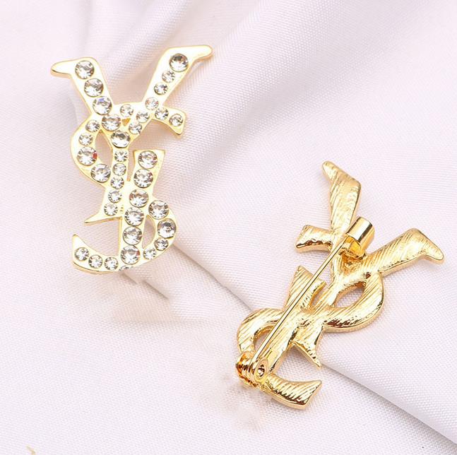 

3color Women 18K Gold Plated Brand Designer Letter Brooch Pearl Rhinestone Crystal Metal Broochs Suit Laple Pin Fashion Jewelry Accessories Gifts