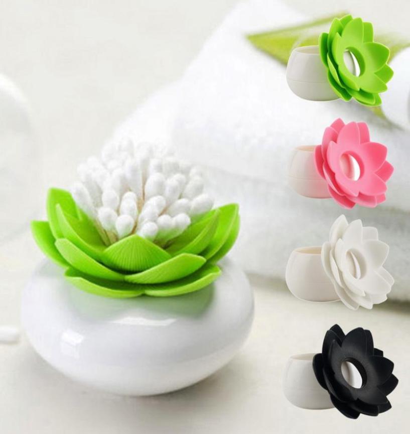 

Whole Lotus Cotton Swabs Holder Qtips Stand Toothpick Storage Box Home Decoration2898459