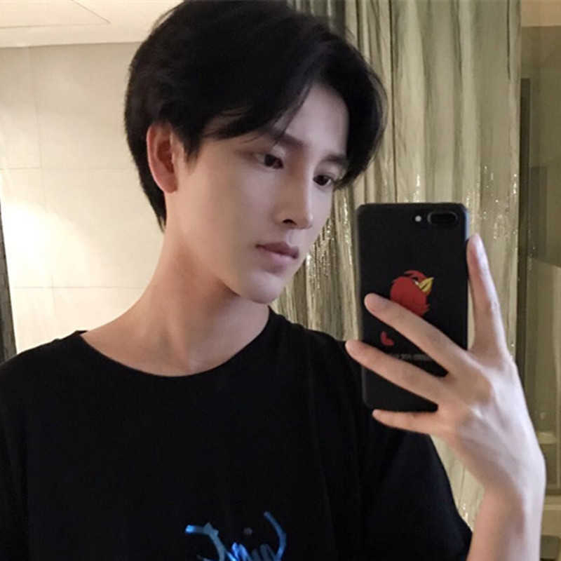 

Hair Lace Wigs Party Men's Wig Short Hair Fashion Handsome Middle Bangs, Black