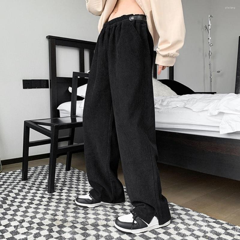 

Men's Pants Men's Clothing Autumn Cargo Temperament Solid Color Elastic Waist Vintage Wide Leg Loose Trousers For Daily Wear, Black