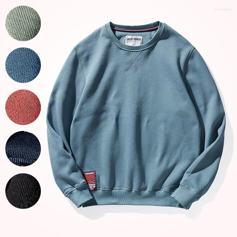 

Men's Hoodies 2022 Autumn Winter American Retro O-neck Pullover Men's Fashion Washed Thickened Velvet Plus Knitted Casual, Green