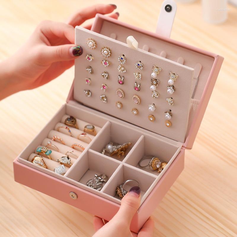 

Jewelry Pouches Small Square Earring Simple JewelryTravel Box Female Portable Princess European Style Earrings Ring Hand Storage