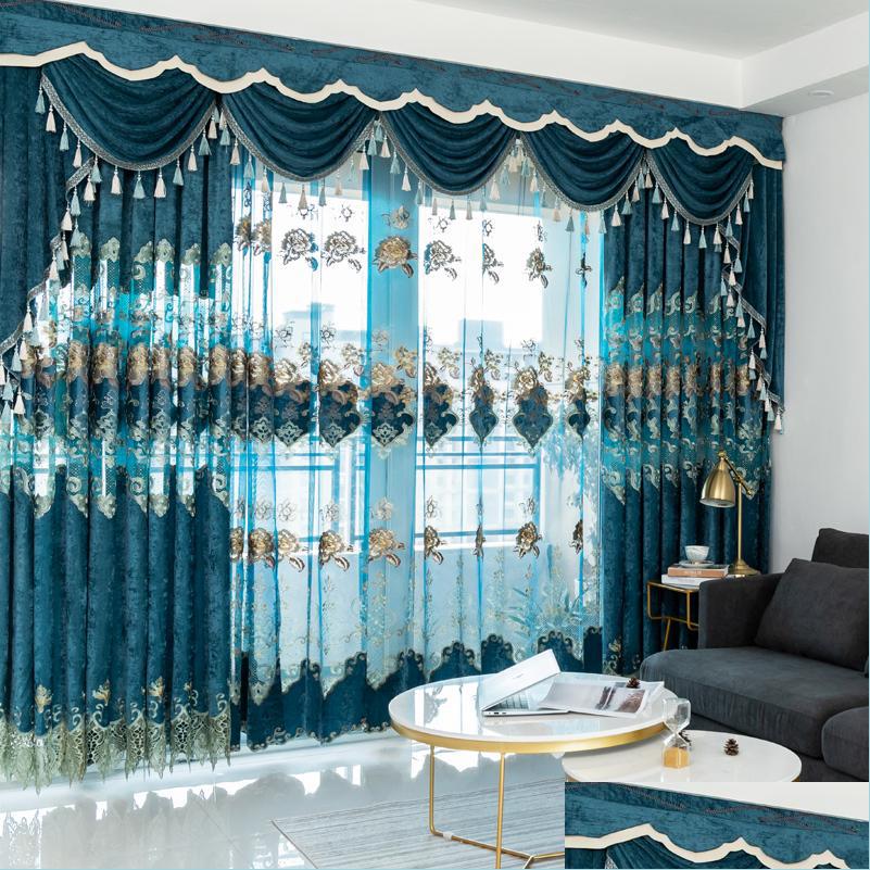 

Curtain European Veet Embroidery Chenille Bedroom Curtains For Living Room Modern Tle Window Curtain Valance Decorate T200323 Drop D Dhwgz, 1pc tulle