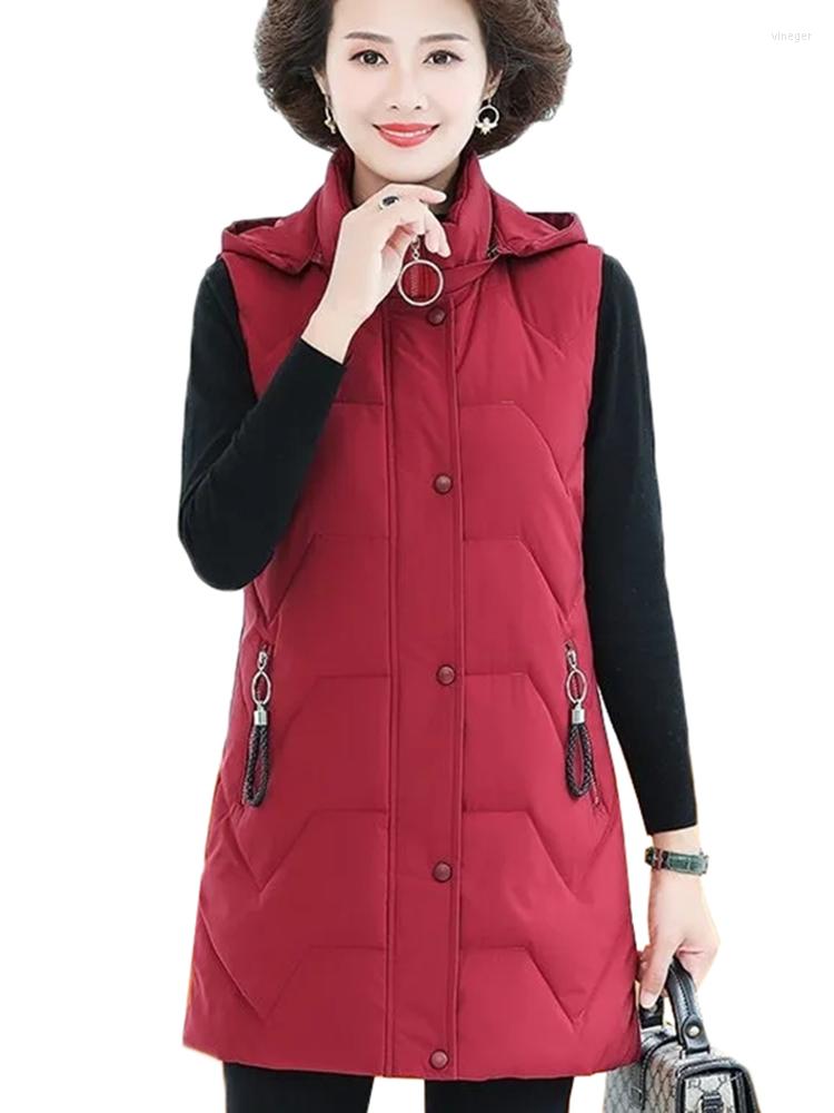 

Women's Vests 2022 Women Autumn Winter Coat Korean Sleeveless Jacket Middle-aged Female Waistcoat Zipper Casual Tops Outerwear 6XL, Black