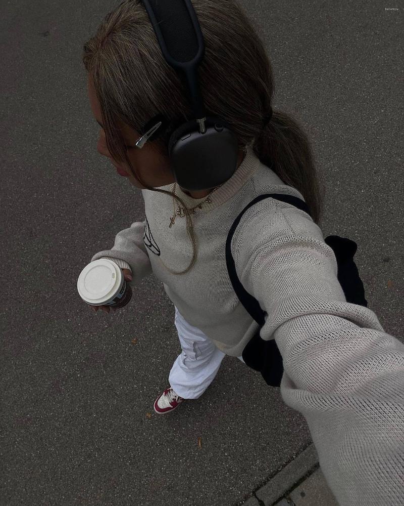 

Women's Sweaters Women's Sweater Oversize Y2k Tops Long Sleeve Pullover Goth Streetwear Knitted Coat Vintage Korean Clothing Warm, Black