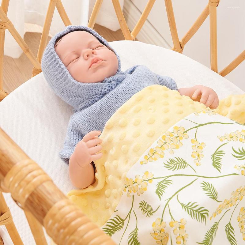 

Blankets Elinfant 1 Piece Baby Blanket With Dotted Backing Bamboo Cotton Polyester Soft Minky Leaves Printed 110X140cm Bath Towel, Hb07