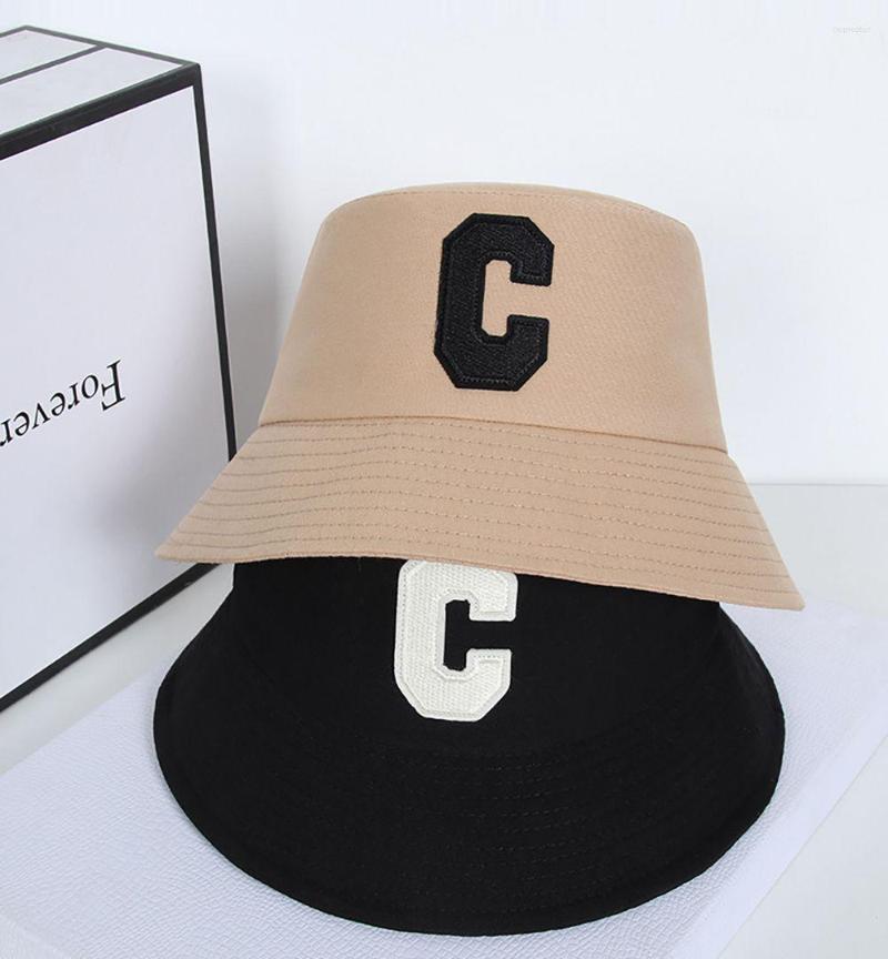 

Berets 2022 Spring Summer Simple C Letter Fisherman Hat Children's Fashion Cotton Versatile Basin Sun Visor For Women Unisex, White 1