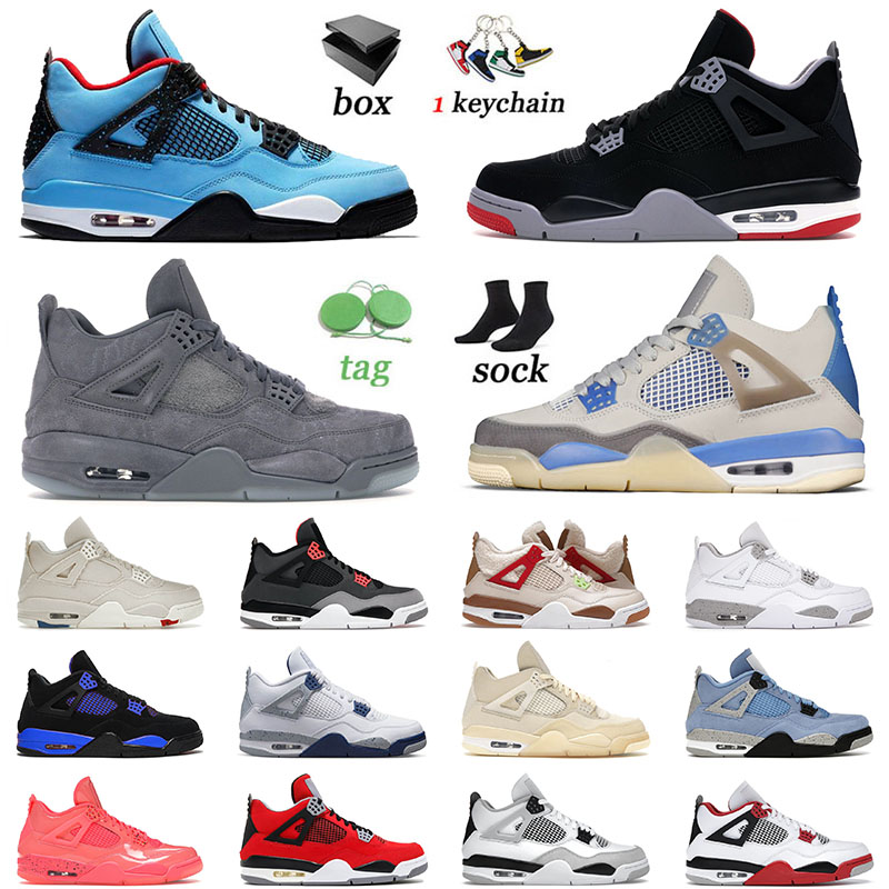 

Designer Mens Basketball Shoes 4 4s IV Top Jumpman Kaws Grey Ts x Bred Offs White Sail Men Women Canvas Jorda Jordens Athletic Trainers With EXOJ, Separate colours