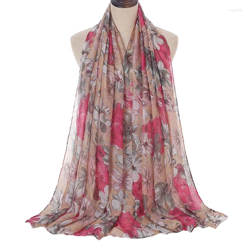 

Scarves Ethnic Floral Printed Cotton Scarf Shawls Fashion Women Hijabs Bohemia Pareo Big Size Muslim Head Wraps Mufflers Stoles