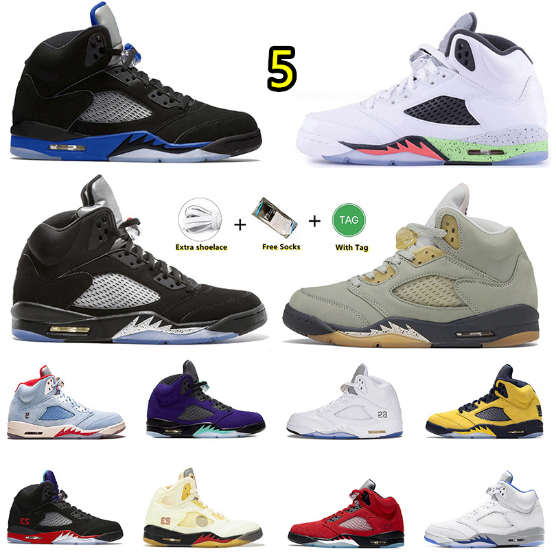 

Jumpman 5 Basketball Shoes Racer Blue Top 3 Jade Horizon What The 5s Alternate Bel Michigan Fire Red Grape Space Jam Sports, Item#21