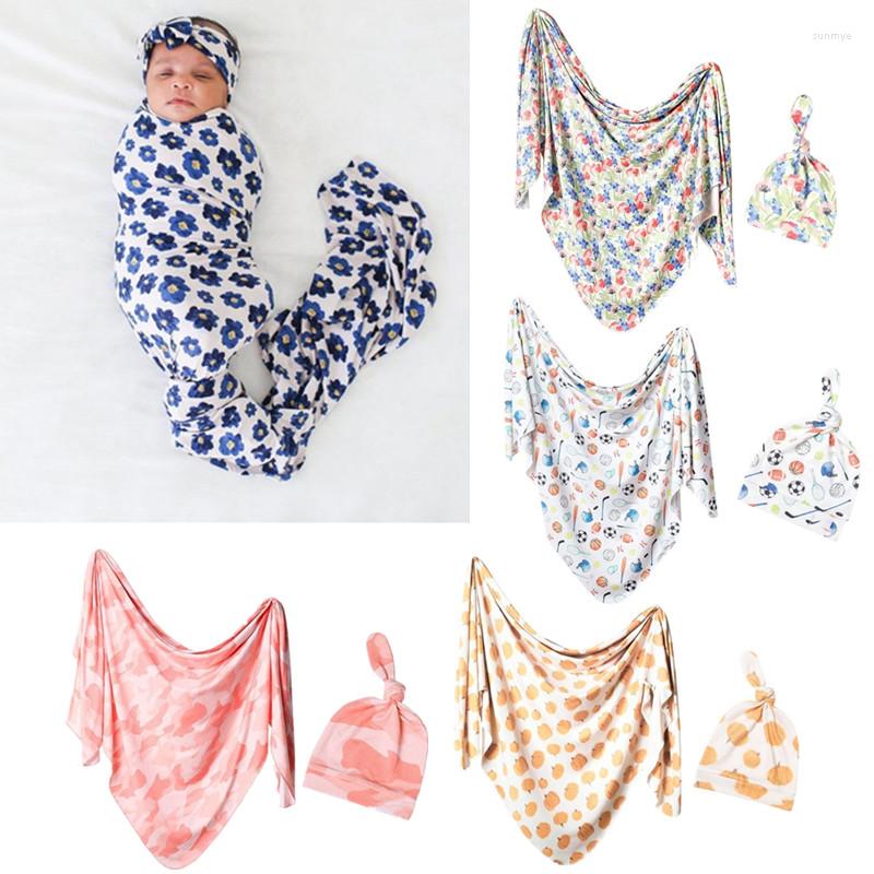 

Blankets 2 Pcs Baby Blanket Hat Set Born Cotton Swaddle Wrap Infant Muslin Floral Towel Sleeping Bag, B-2-random style