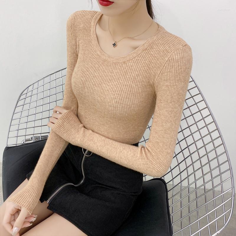 

Women' Sweaters 2022 Autumn Winter Knitted Sweater Pullovers O-Neck For Women Long Sleeve White Black Soft Female Jumper Clothing