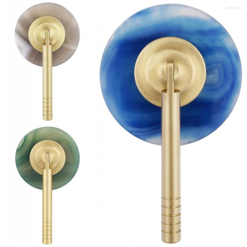 

Jewelry Pouches TUMBEELLUWA Reiki Agate Slice And Vintage Brass Cabinet Knobs Drawer Pull Handles Dresser Cupboard Decorative Furniture
