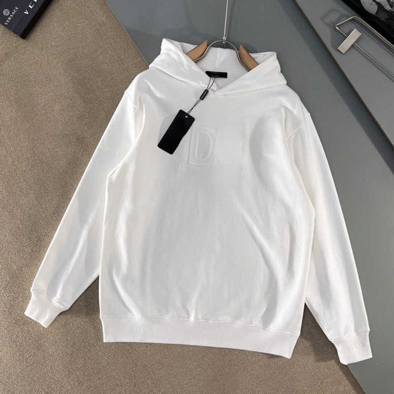

Autumn winter designer hoodie 3d embossed letters for men women hooded sweater high-end solid color pullover coat fashionable sportswear, White