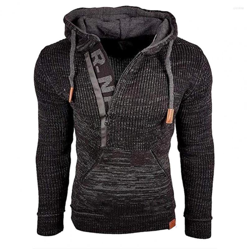 

Men's Sweaters Men Autumn Winter Warm Jacket Trench Coat Casual Patchwork Knitted Jumper Sweater Long Sleeve Hooded, Auburn