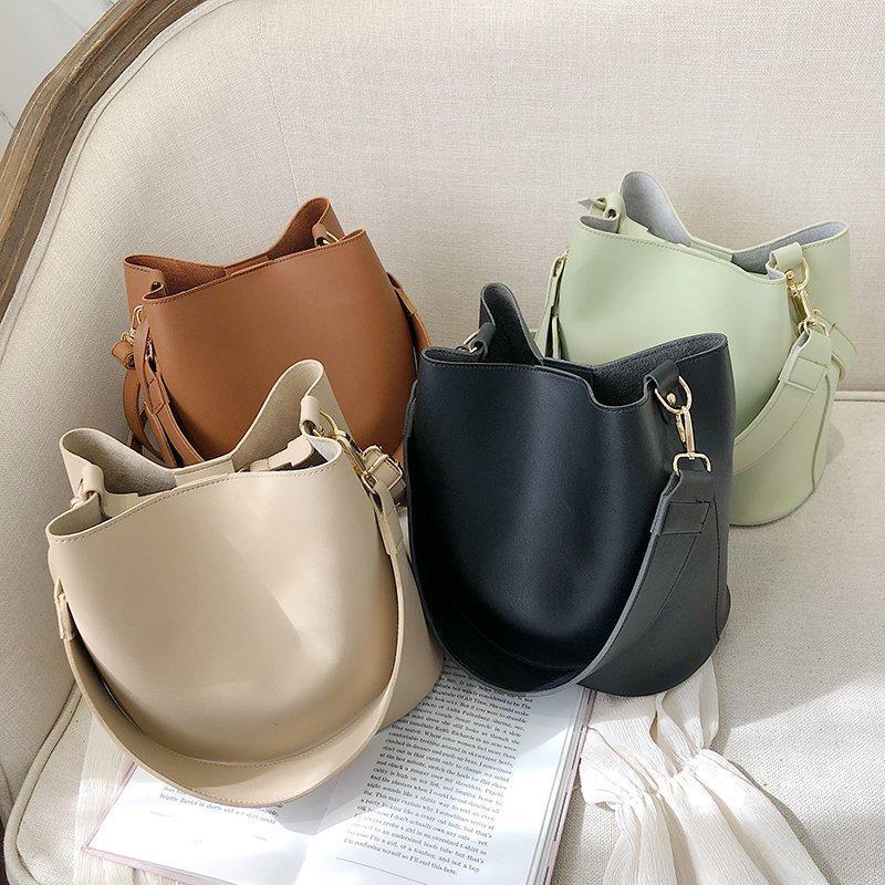 

Shoulder Bags Fashion Designer Leather Women's Handbags Good Casual Ladies Tote Female Bucket Women Crossbody Bag, Black