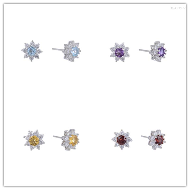 

Stud Earrings Ear Studs 925 Sterling Silver Woman Fashion Jewelry High Quality Natural Amethyst Topaz Olivine Garnet Selling