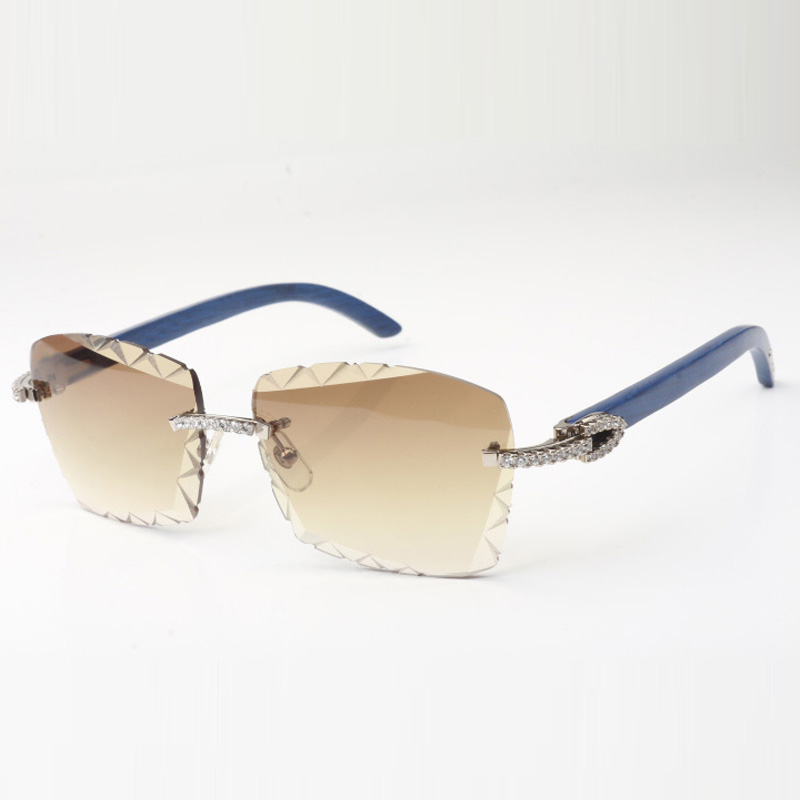 

Medium diamond cool sunglasses 3524029 with natural blue wooden legs and 58 mm cut lens