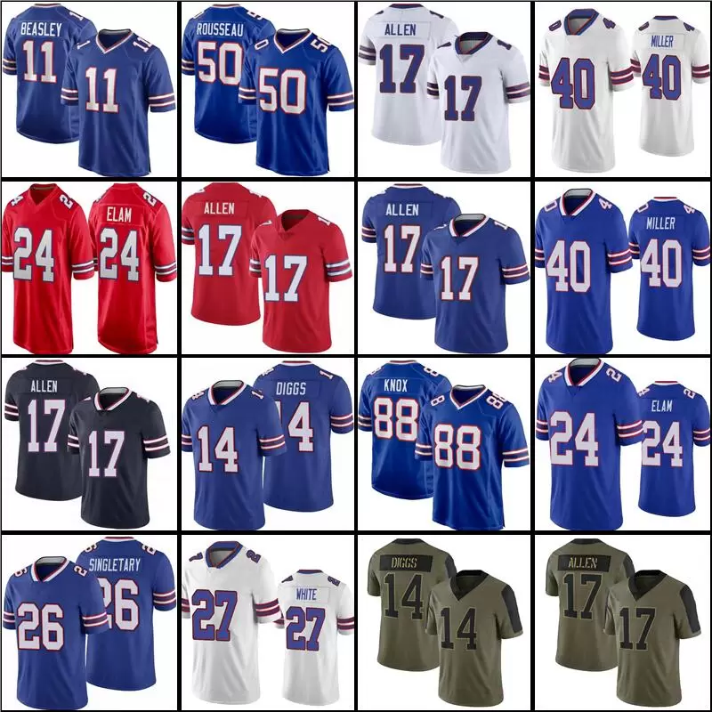 

Jersey Buffalo''Bills''17 Josh Allen Stefon Diggs Football Von Miller 88 Knox 28 James Cook Gabriel Davis Jim Kelly Moss Matt Milano Kaiir Ela''nfl, Men jersey