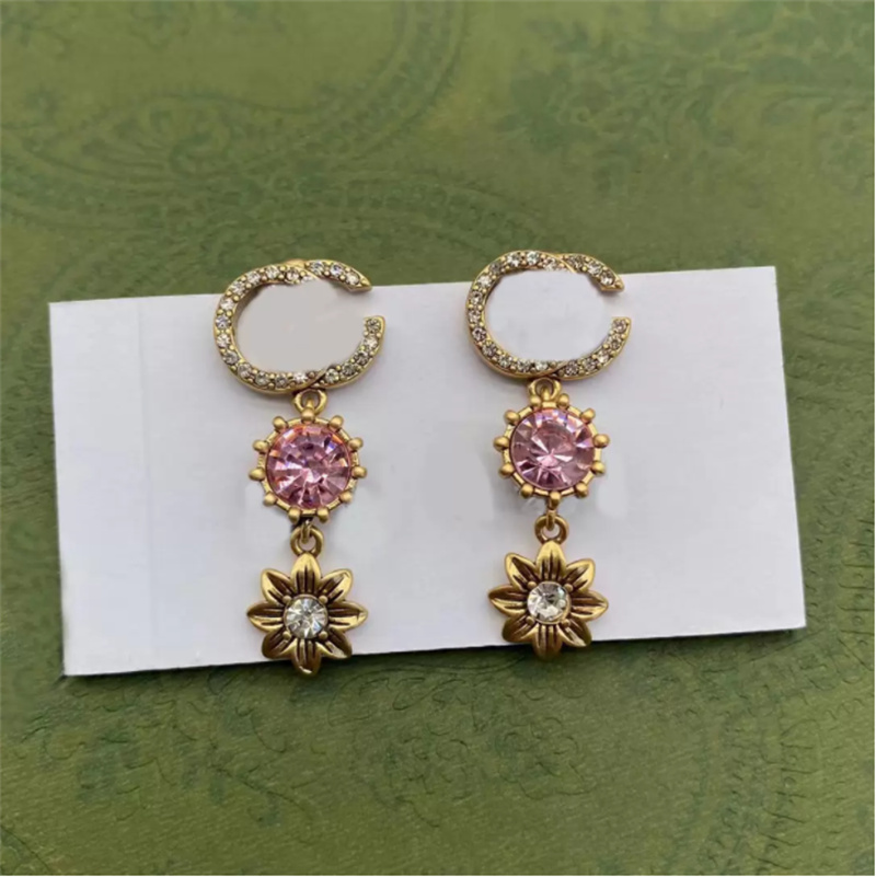 

Europe and the United States Fashion Popular Dangle & Chandelier Earrings Women Color Diamond Flower Pendant Designer Earrings