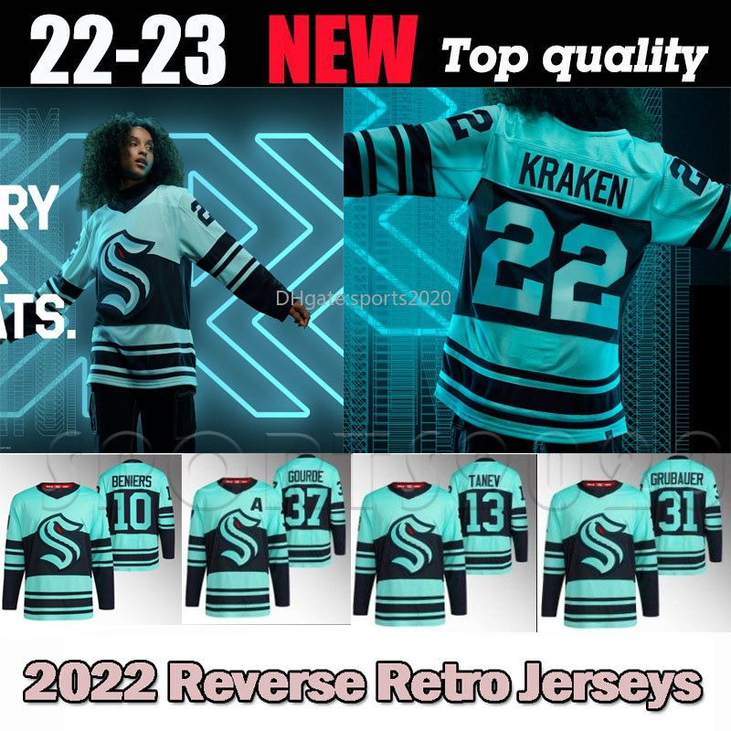 

CUSTOM Seattle 2022-23 Reverse Retro Jersey Philipp Grubauer Kraken Matty Beniers Shane Wright Cale Fleury Andre Burakovsky Oliver Bjorkstra, Youth white s-xl