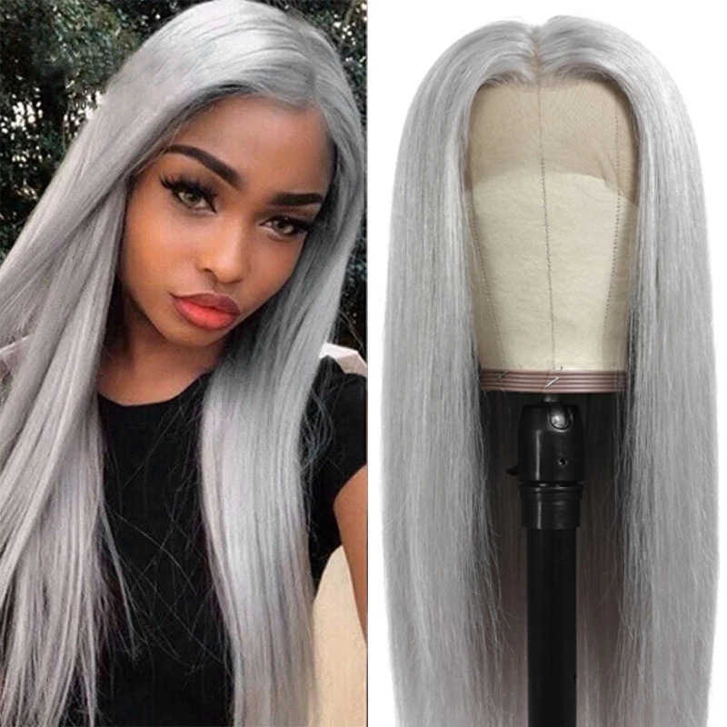 

Hair Lace Wigs Long Straight Hair Medium Bangs Chemical Fiber Headgear Women's Wig, Black