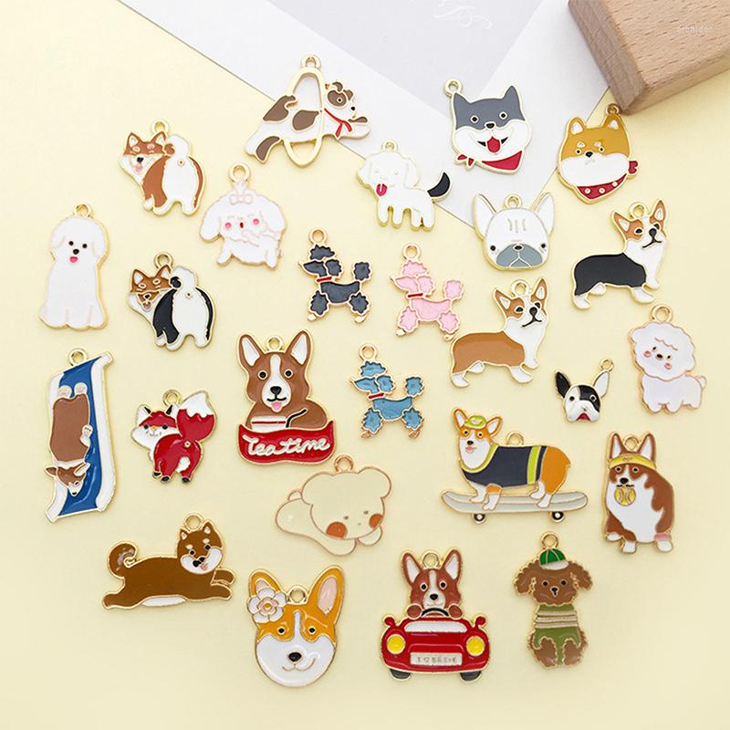 

Jewelry Pouches 26pcs Enamel Dog Charms For Making Crafting Earring Pendant Bracelet Necklace Charm Accessories DIY Material
