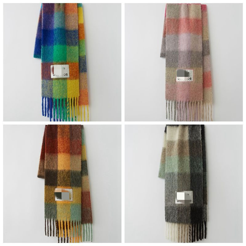 

Top Sacrf Brand Cashmere Winter Scarfs Designer Acne Blanket Scarves Women Type Colour Chequered Tassel Imitated