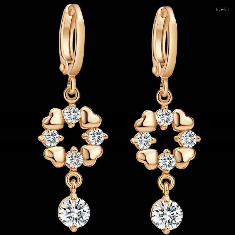 

Dangle Earrings 2022 European And American Fashion Ladies Stainless Steel Heart-shaped Hollow Long Tassel Crystal Diamond Pendant Jewel