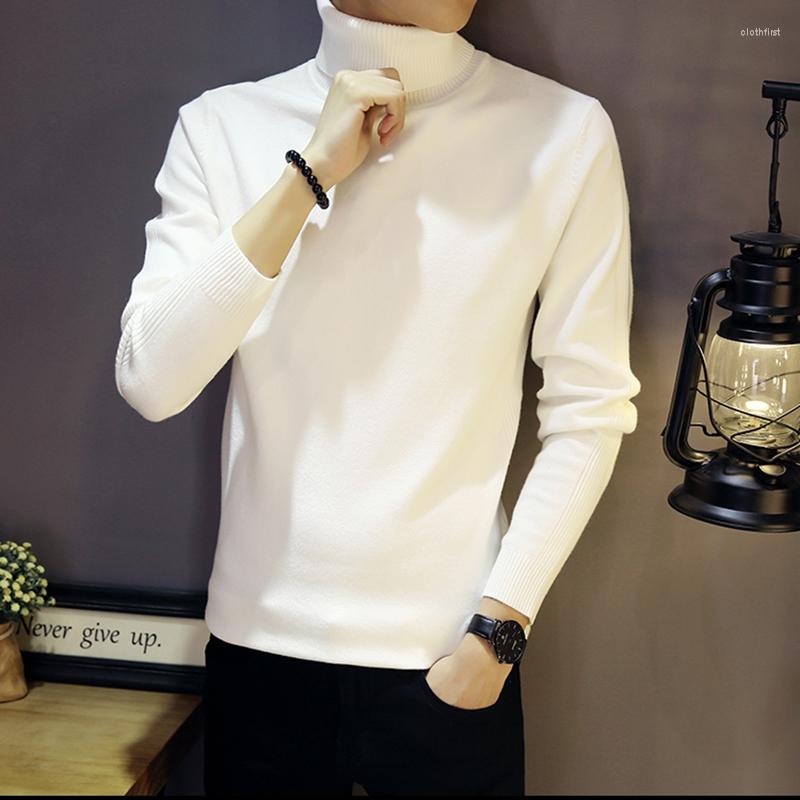

Men's Sweaters 2022 Fall Winter Top Grade Brand Fashion Knitwear Male Solid Color Turtleneck Sweater Men Warm Wool Mens Casual Pullover, Gray g911