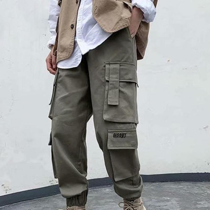 

Men's Pants Men Trouser Modern Wear-resistant Spring Tactile-friendly Casual Multi Pockets Trousers For Daily Wear, Army green