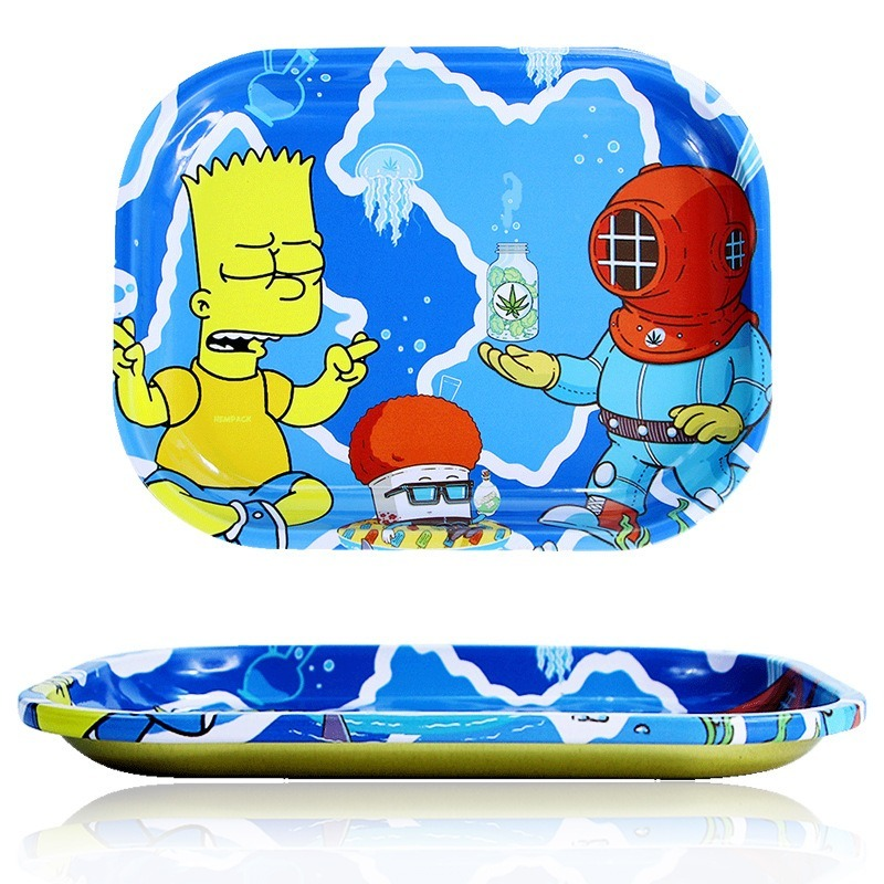 

Multi Smoking Metal Rolling Trays with Magnetic Lid 18x14cm Cartoon Tobacco Tin Plate W/ Cover for Dry Herb Operation Roll Tray Cigarette Storage Plates