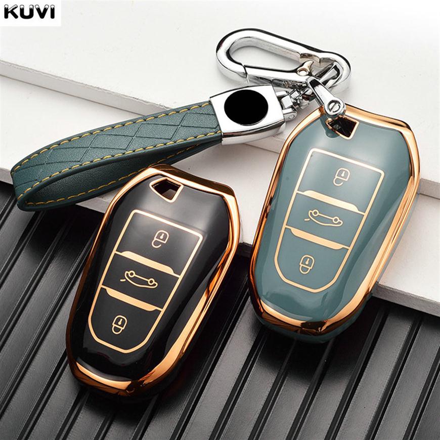 

New TPU Car Remote Key Case Cover Shell For Peugeot 308 408 508 2008 3008 4008 5008 Citroen C4 C4L C6 C3-XR Picasso DS3 DS4 DS5272a, Keychain grey