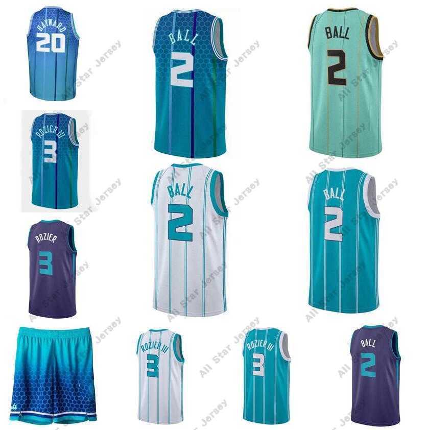 

Basketball Jerseys Men Youth basketball Jersey LaMelo Ball #2 Rozier #3 Hayward #20 Mint Green white purple City sleeveless Jerseys S-XXL, With logo