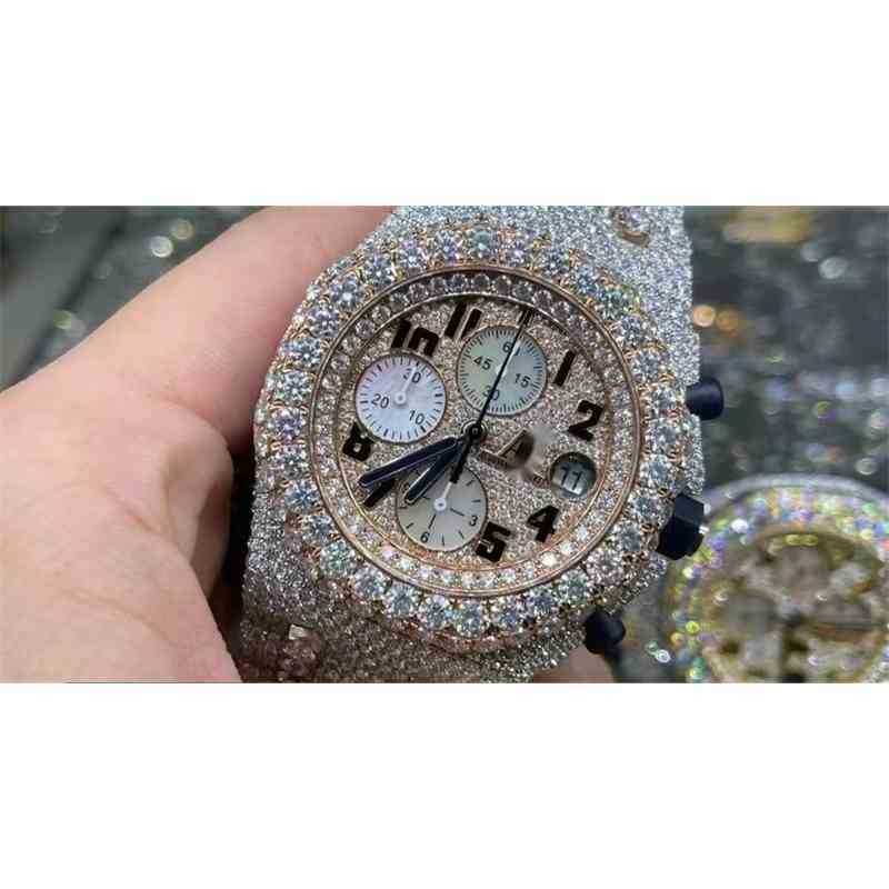 

20236LUT Wristwatches 2022 New Quartz Movement Custom Arabic Numeral Dial VVS1 GIA Diamond Men's Ladi Jewelry Luxury WatchW8T2ODF4, White gold