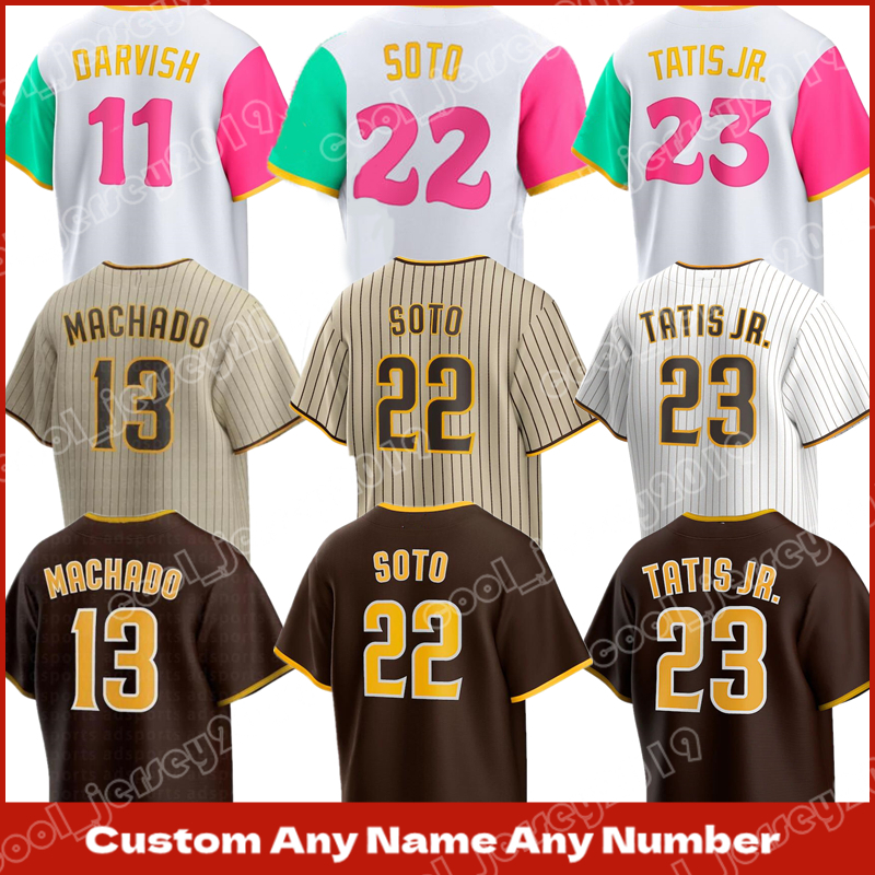 

SD 22 Juan Soto Baseball Jersey 23 Fernando Tatis Jr. Padres 13 Manny Machado Yu Darvish Trent Grisham Jake Cronenworth Joe Musgrove Tony Gwynn Wil Myers Kim jerseys, Mens retro (jiao shi)