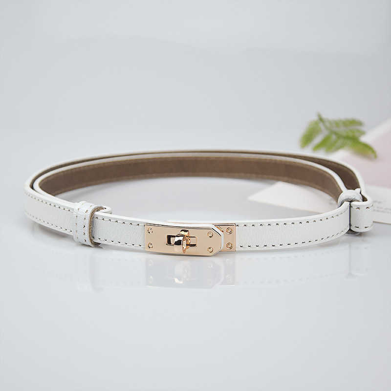 

Womens Leather Thin Belt Fashion Brand Adjustable Niche Lock Sweater Skirt Jeans Decorative Belt Wholesale, As shown