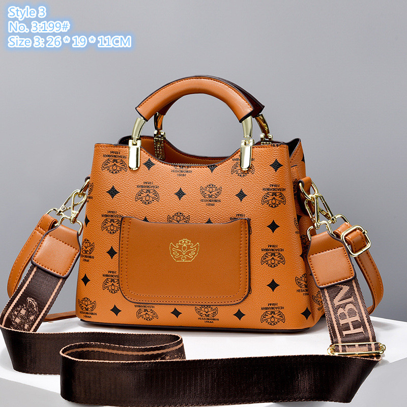 

Wholesale ladies shoulder bags 3 styles sweet printed foreign handbag three layers contrast leather mobile phone coin purse elegant atmosphere letter backpack, Pink-199#-style 3