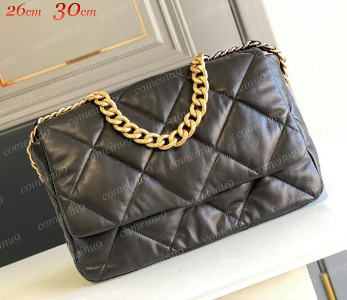 

10A Original Quality Soft Lambskin Bag 19 Quilted Flap Gold Silver Metal Chain Crossbody Bags Purse 26cm Women Shoulder Bag Designer Handbags 30cm with Box 18 Colors, Blue denim