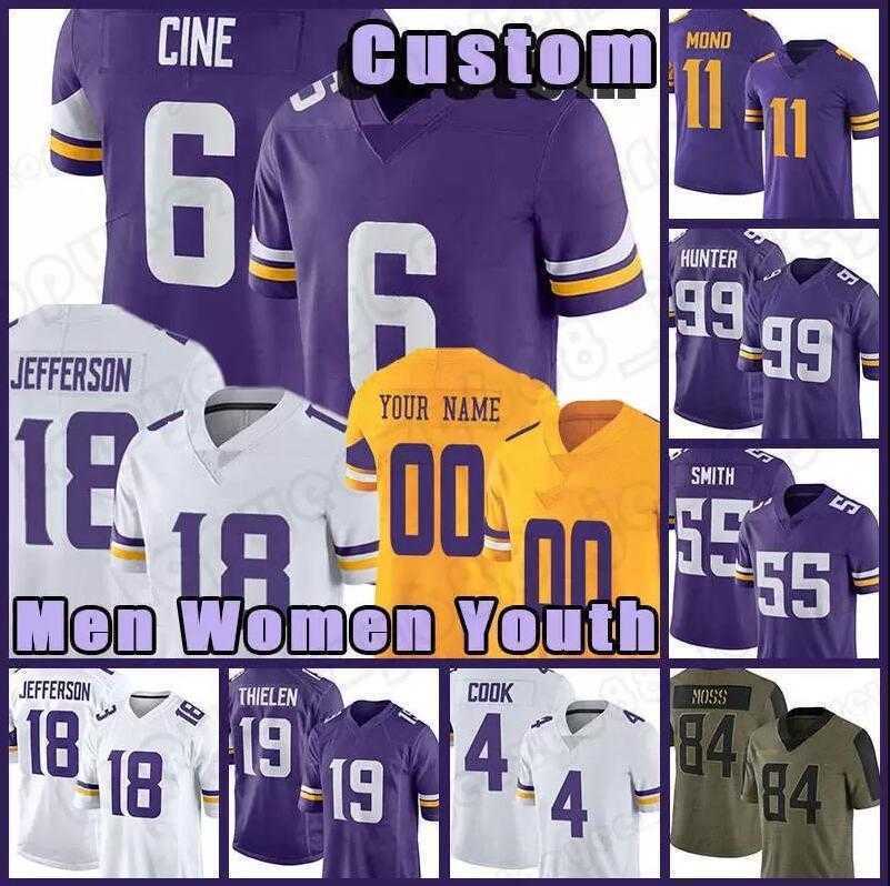 

Custom Jersey Minnesota''Vikings''18 Justin Jefferson Adam Thielen Dalvin Cook Harrison Smith Fran Tarkenton Kirk Cousins black Randy Moss, Color