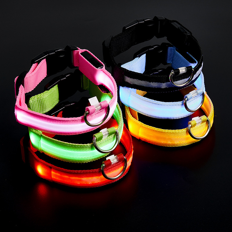 

Dog Collars USB chargeable Leashes Pet Supplies LED Collars Nylon Safety Light Flashing Glow Collar
