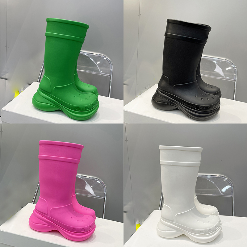 Clog Boots 2.0 Eva Rubber Rain Boot Fashion Paris Black White Green Pink High Half Over The Knee Booties Clogg Womens Ladies Luxury Designer Shoe