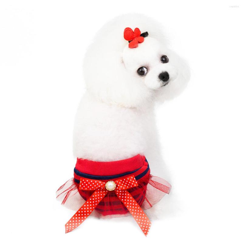 

Dog Apparel Cute Doggie Shorts Sanitary Physiological Pants Female Underwear Briefs Breathable Diapers Panty For Pet, Red